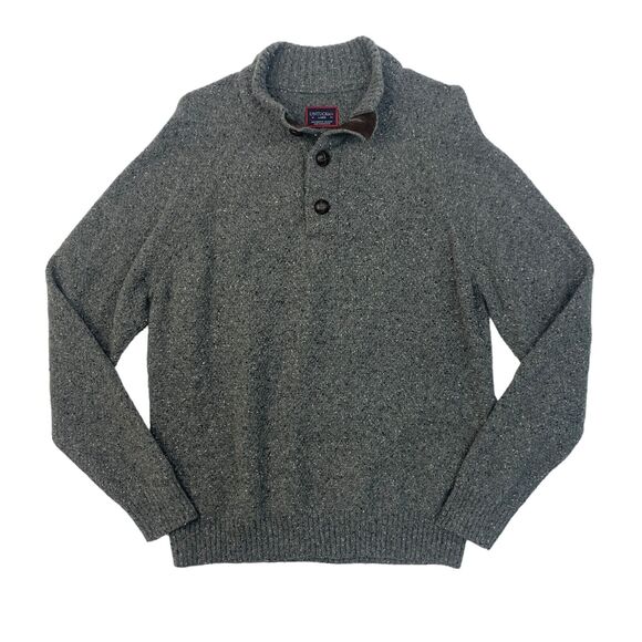 UNTUCKit Gordonne Sweater Mens L Large Gray Lambswool Nylon Blend Polo Collar - Picture 1 of 13